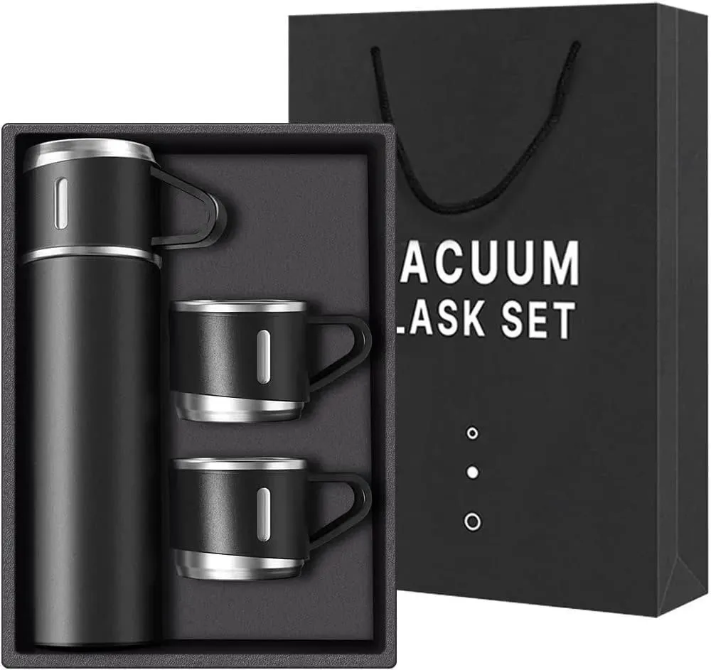 500ml 3 in 1 Stainless Steel Vacuum Flask Bottle With Cup Set - Business Gift Set