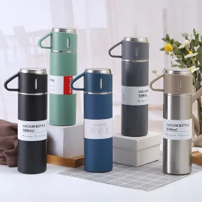 500ml 3 in 1 Stainless Steel Vacuum Flask Bottle With Cup Set - Business Gift Set