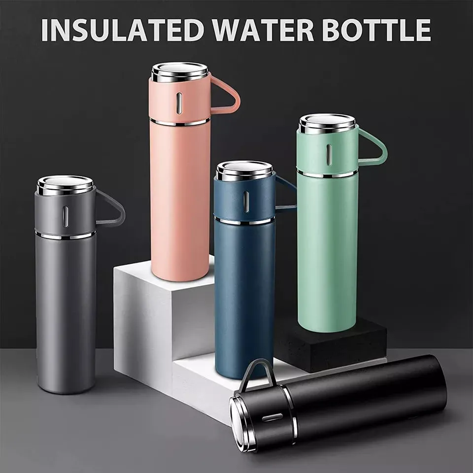 500ml 3 in 1 Stainless Steel Vacuum Flask Bottle With Cup Set - Business Gift Set