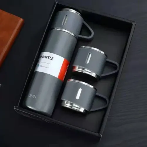 500ml Vacuum Thermos Flask With 2 Cups Set - Corporate Gift Set