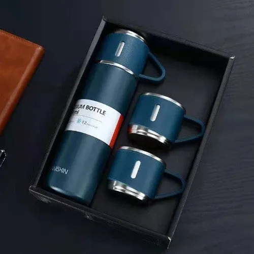 500ml Vacuum Thermos Flask With 2 Cups Set - Corporate Gift Set