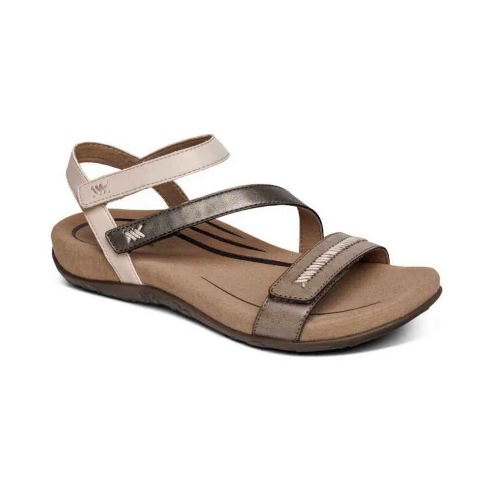 Aetrex Women's Gabby Adjustable Quarter Strap Sandal Stone Multi