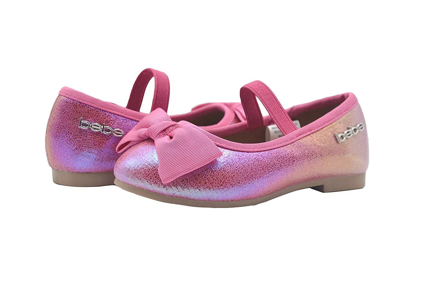 bebe Toddler Girls Ballet Flats Iridescent Mary Jane Ballerina Shoes with Bow