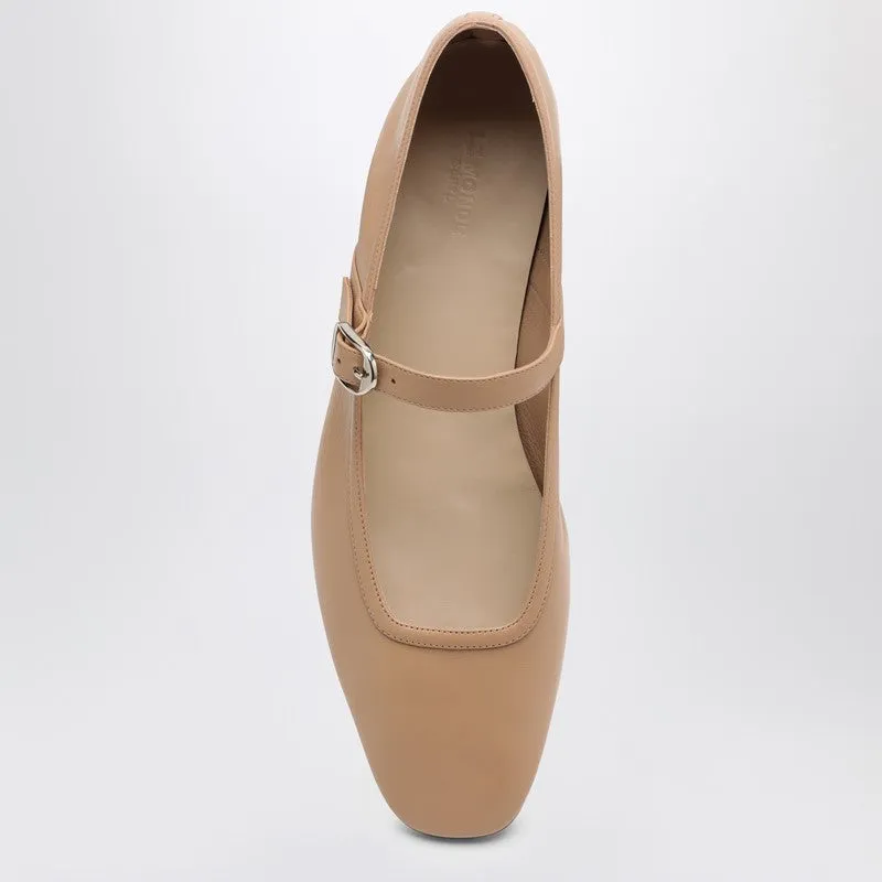 Beige Leather Mary Jane Ballerina