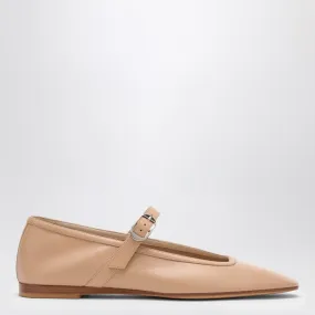 Beige Leather Mary Jane Ballerina