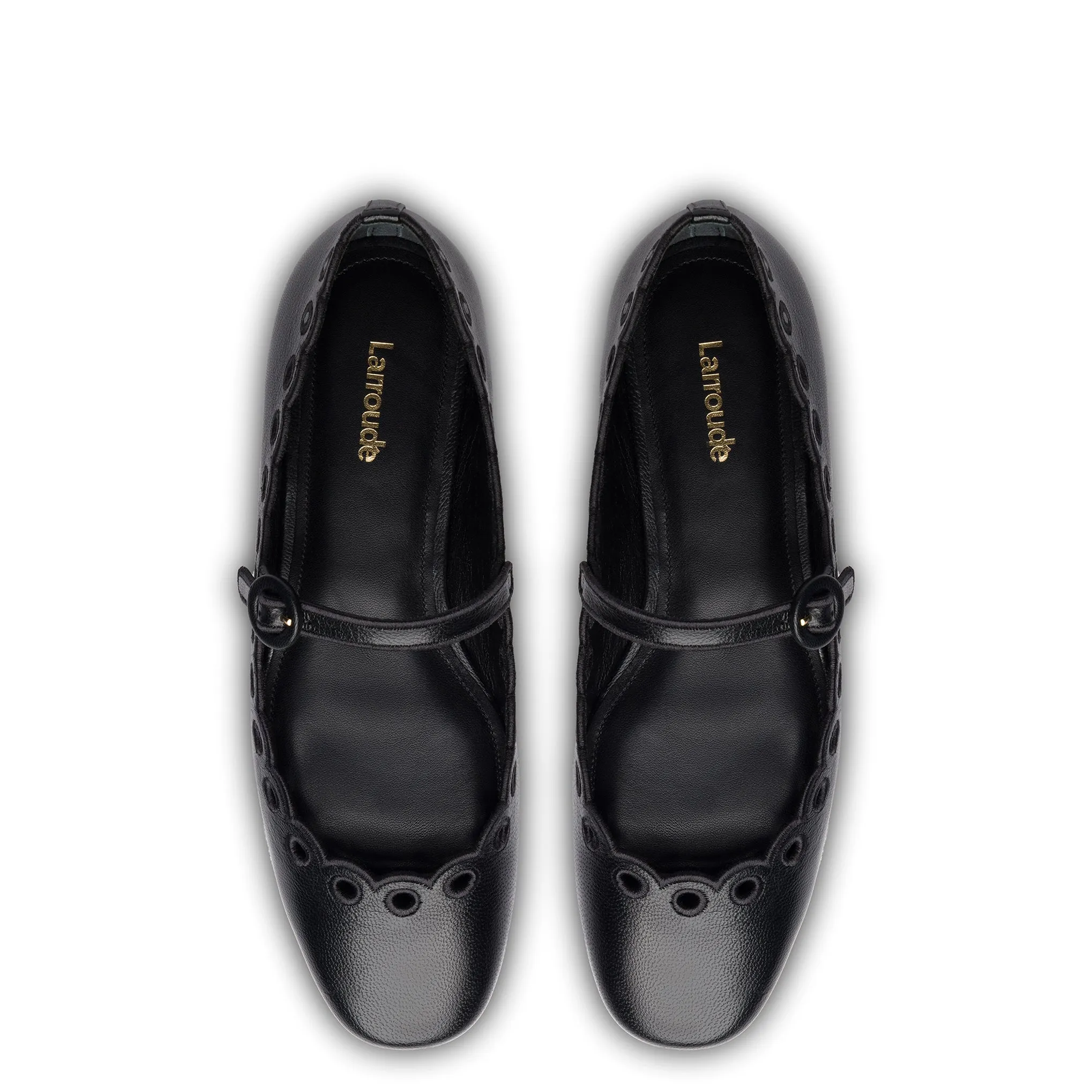 Blair Broderie Ballet Flat In Black Leather