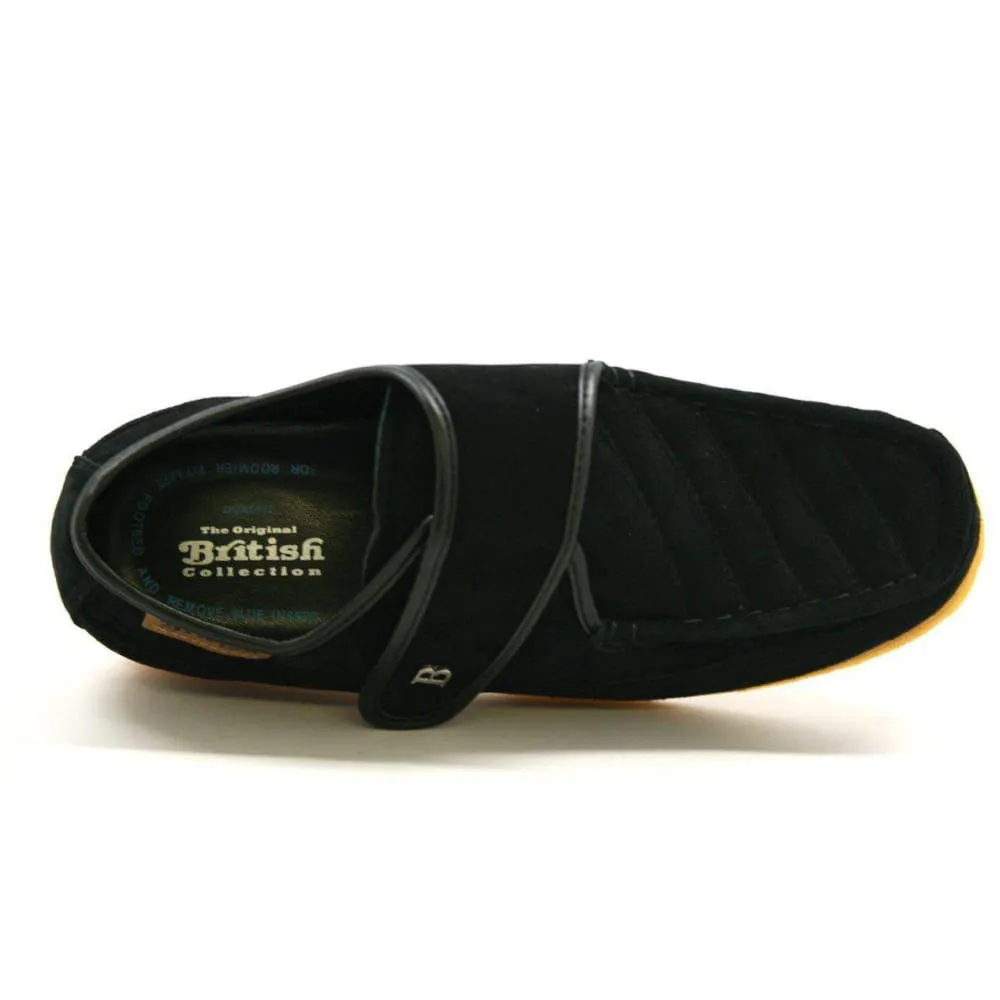 British Walkers Royal Men's Black and Navy Leather and Suede With Velcro Strap