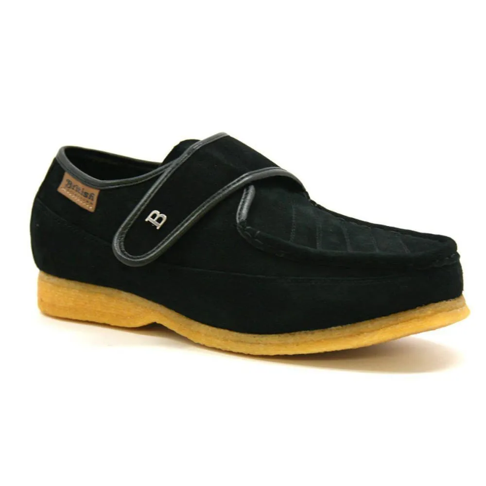 British Walkers Royal Men's Black and Navy Leather and Suede With Velcro Strap