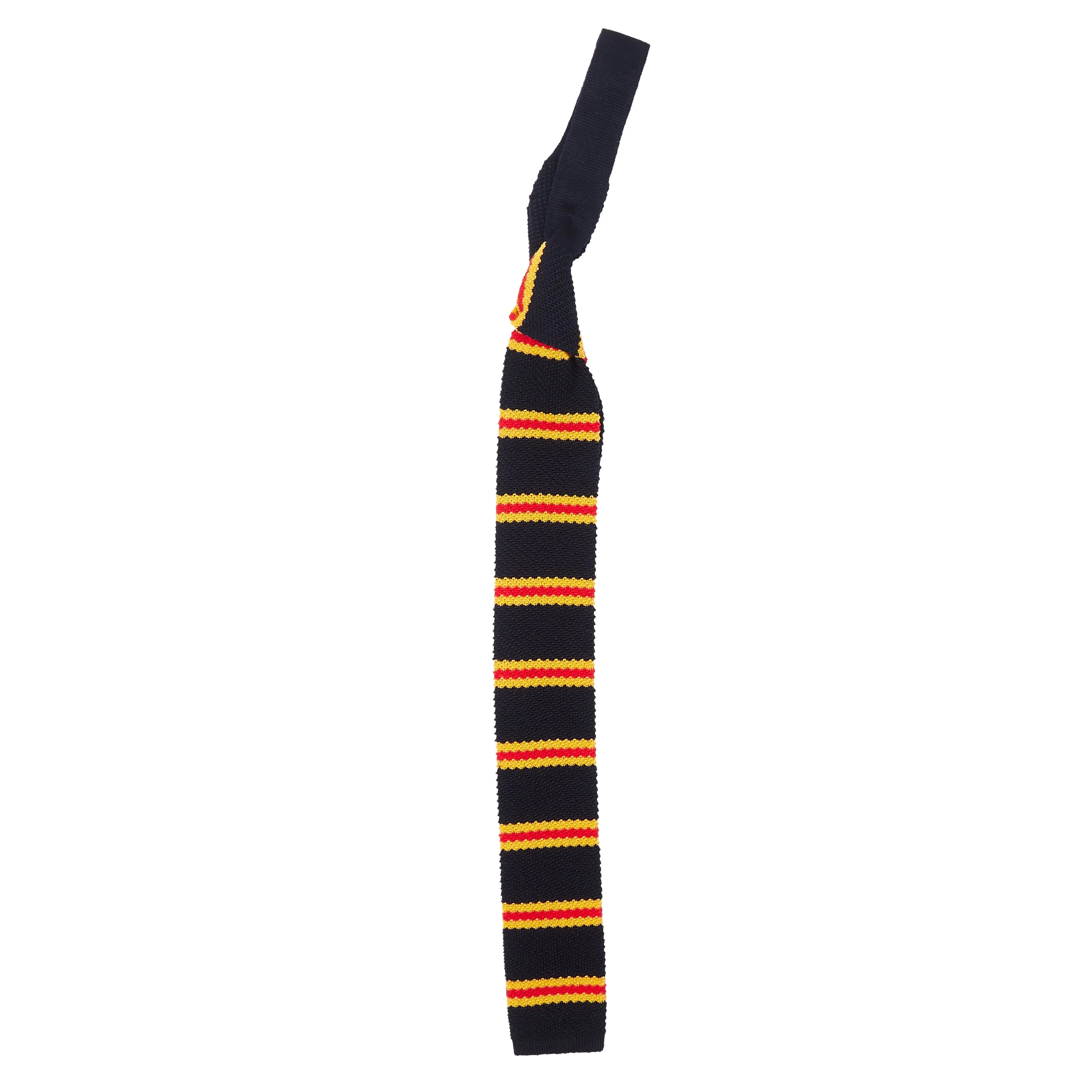 Burrows & Hare Knitted Tie - Stripe Navy, Red & Yellow