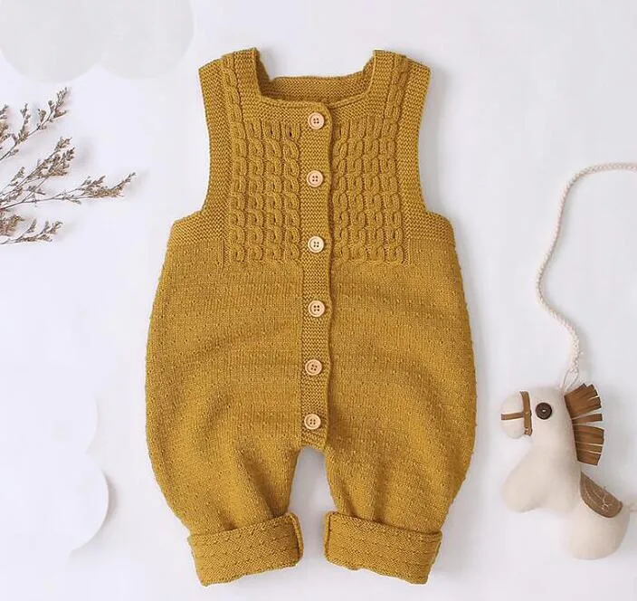 Button Knitted Sleeveless Jumpsuit