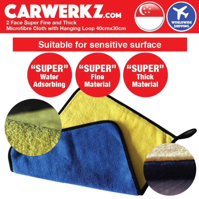 Carwerkz 2 Face Super fine microfibre cloth with hang Loop (40cm x 30cm)