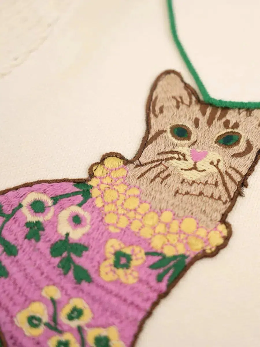 Cat Embroidered Sweater