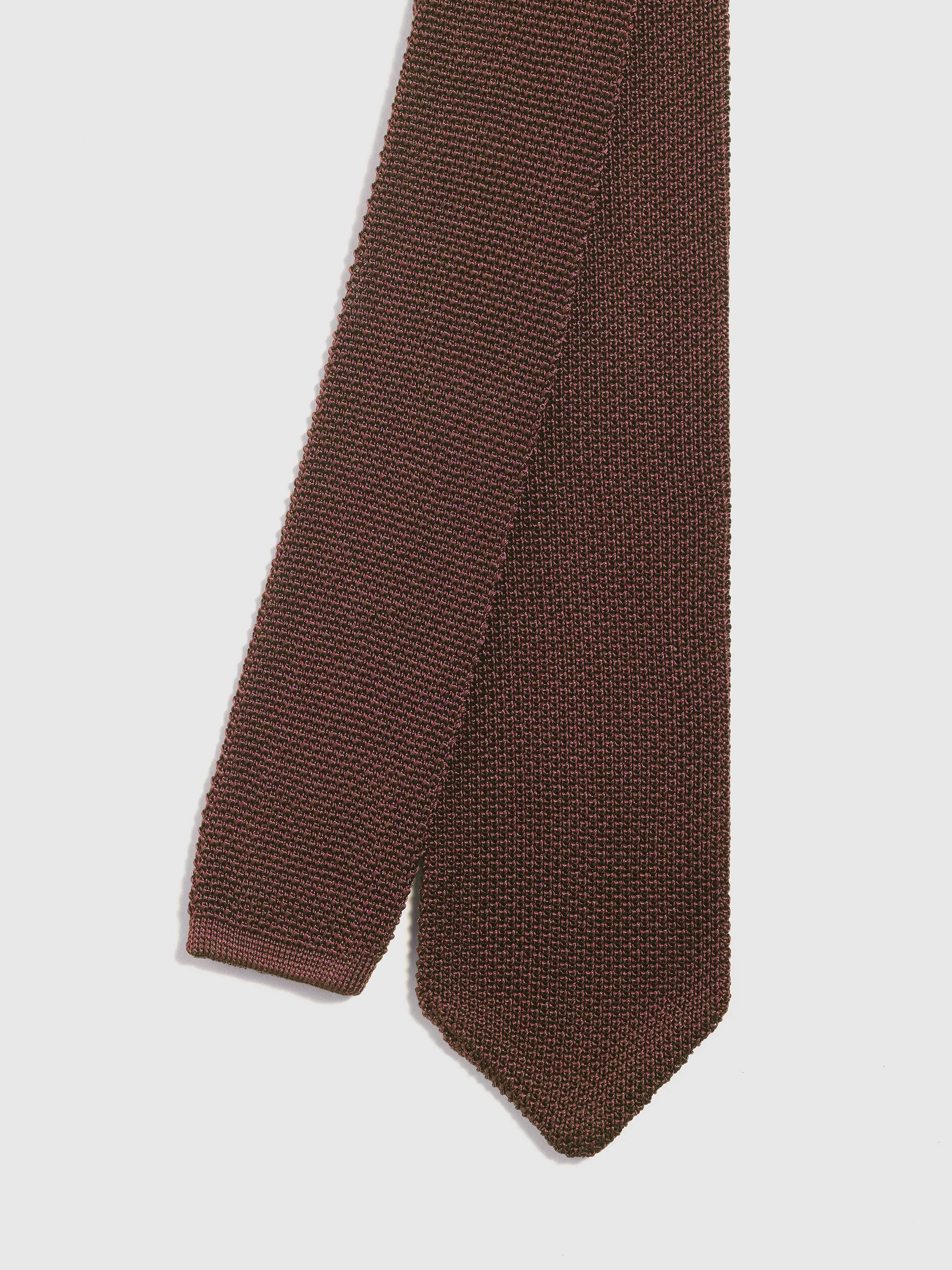 Chestnut Knitted Point Tie 100% Silk