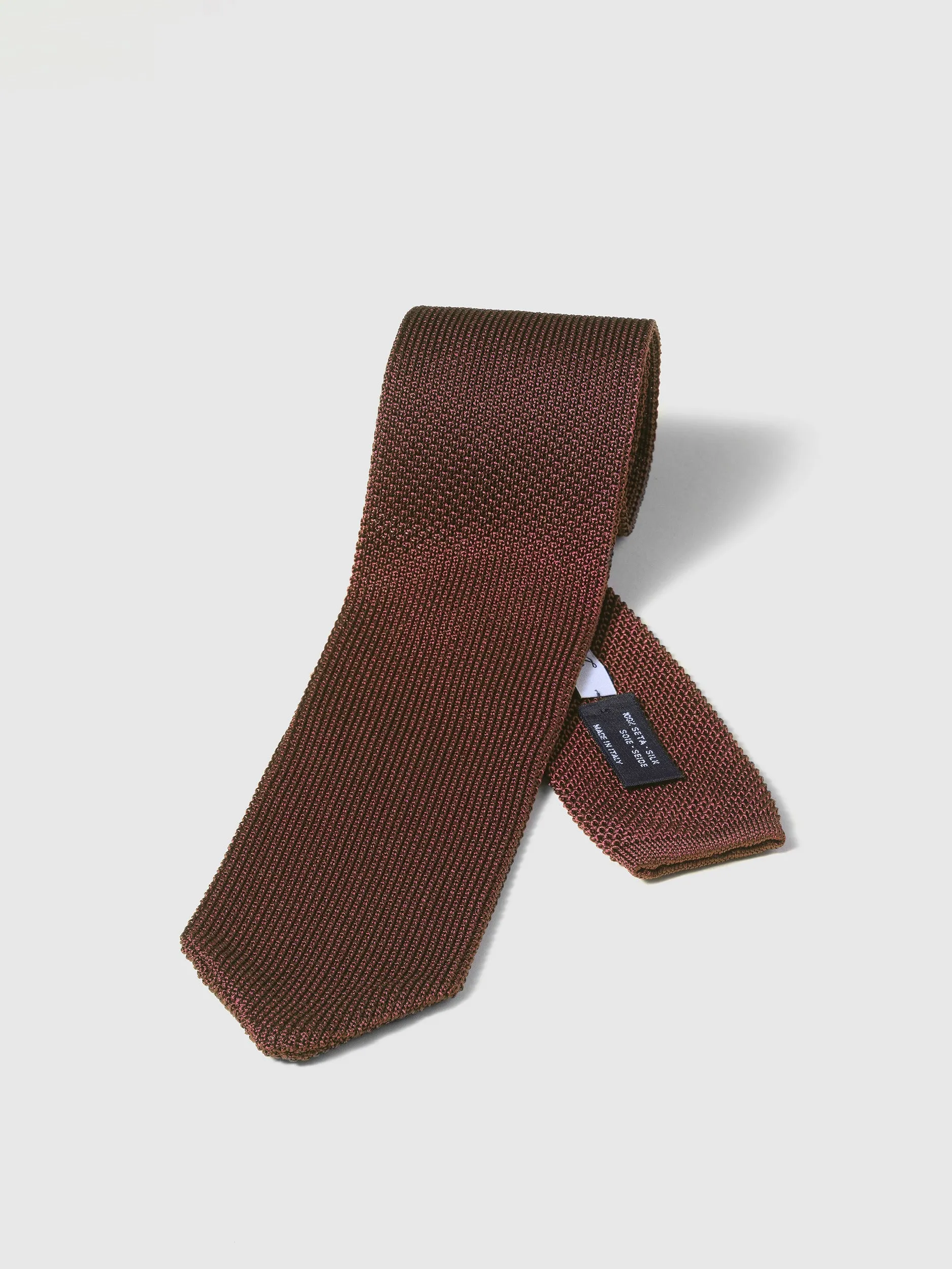 Chestnut Knitted Point Tie 100% Silk