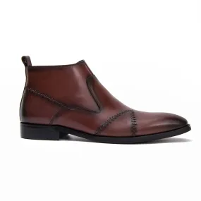 Classic Men's Leather Ankle Boots with Side Zipper