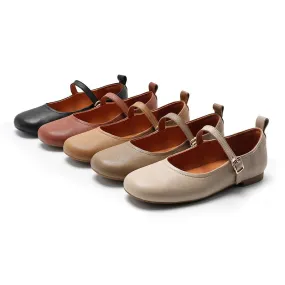 Dwarves Vegetable Tanned Sheepskin Womens Michaela Mary Jane Flats in Gray/Brown/Beige/Black/Light Brown