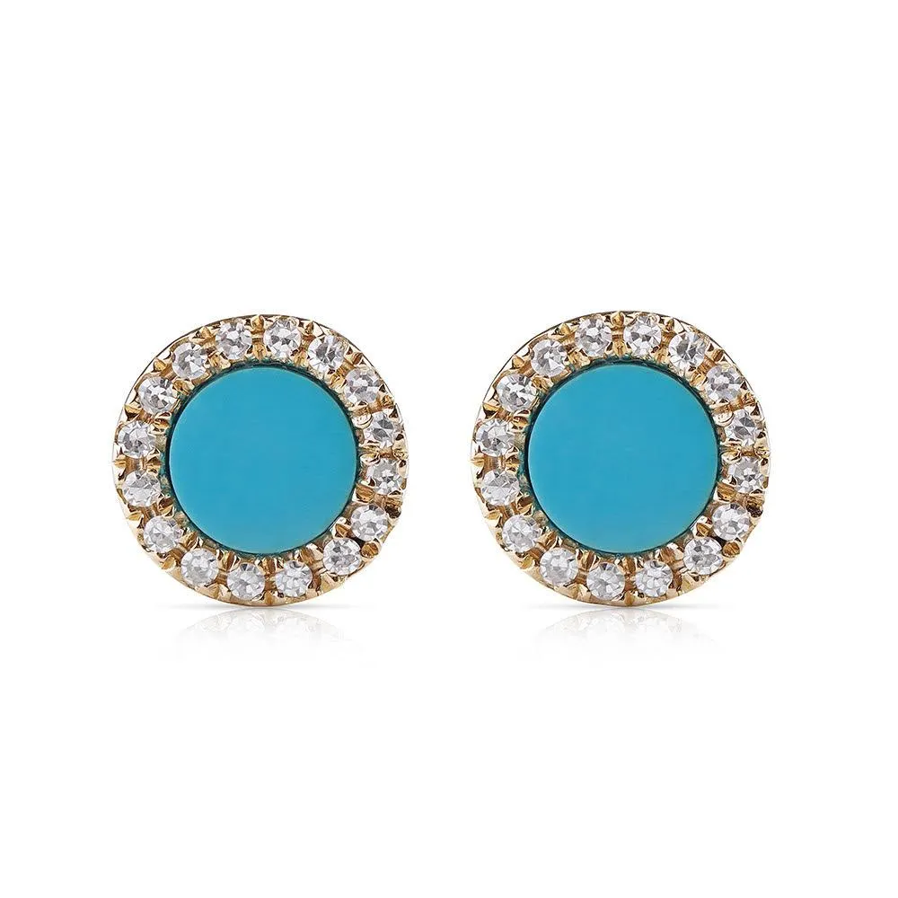 EMILY TURQUOISE AND DIAMOND STUD EARRINGS