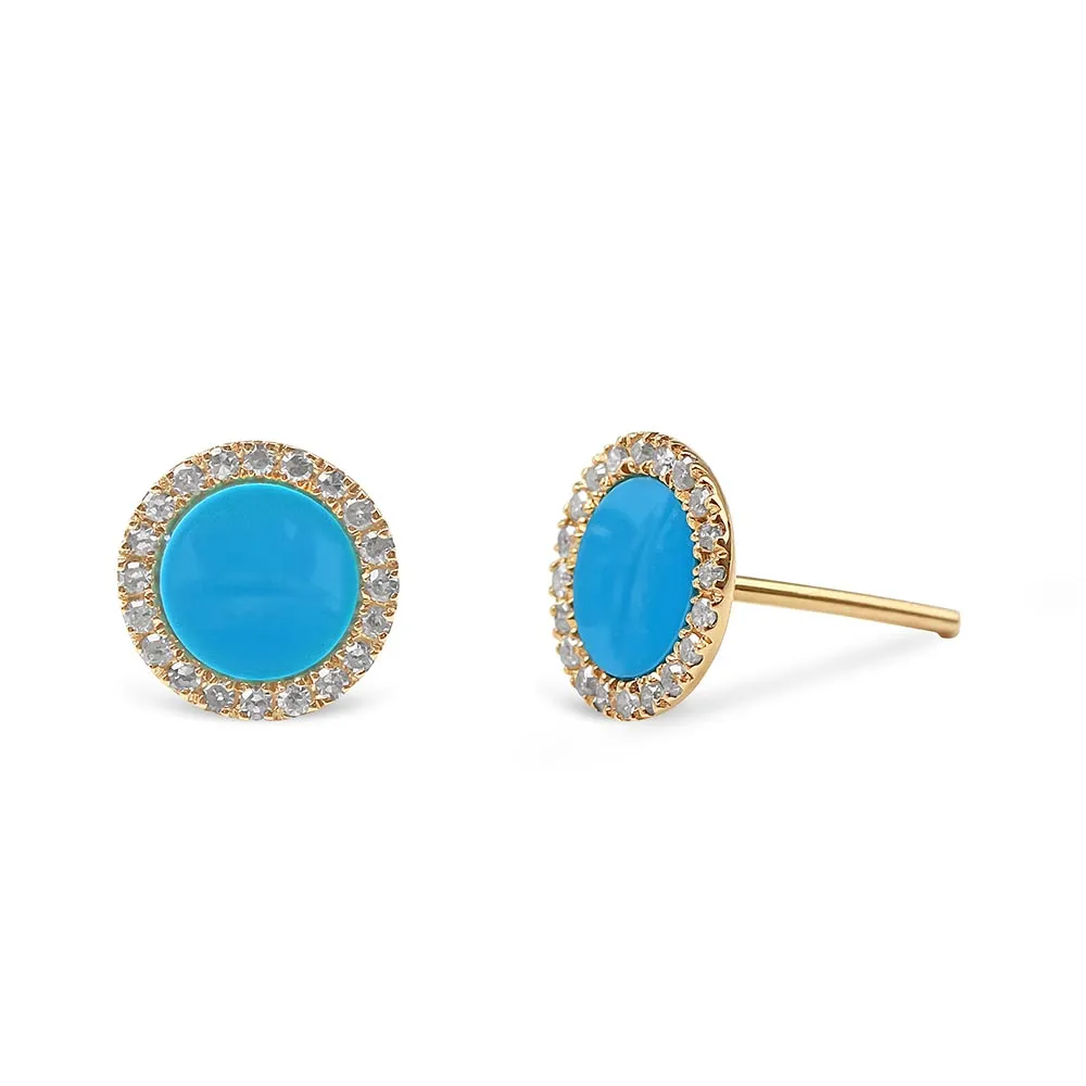 EMILY TURQUOISE AND DIAMOND STUD EARRINGS