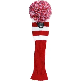 EverGolf Pom Pom Drive Head Cover- Red/White