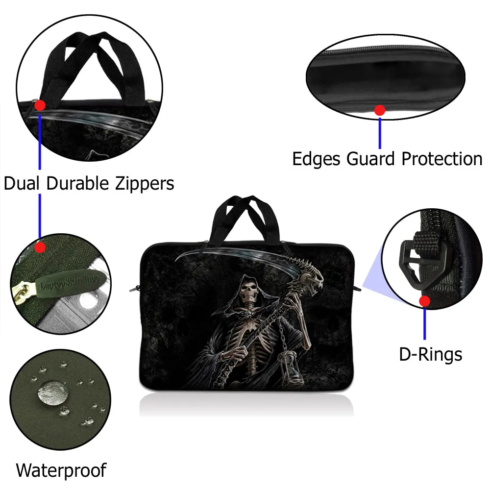 Laptop Notebook Sleeve Carrying Case with Carry Handle – Reaper Skull