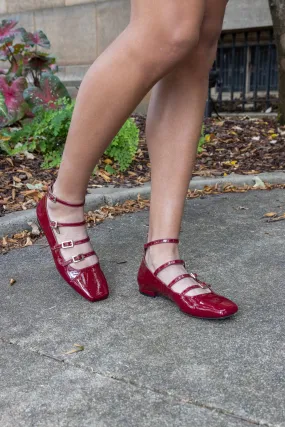 Luke Onix Wine Burgundy Leather Ballet Flats