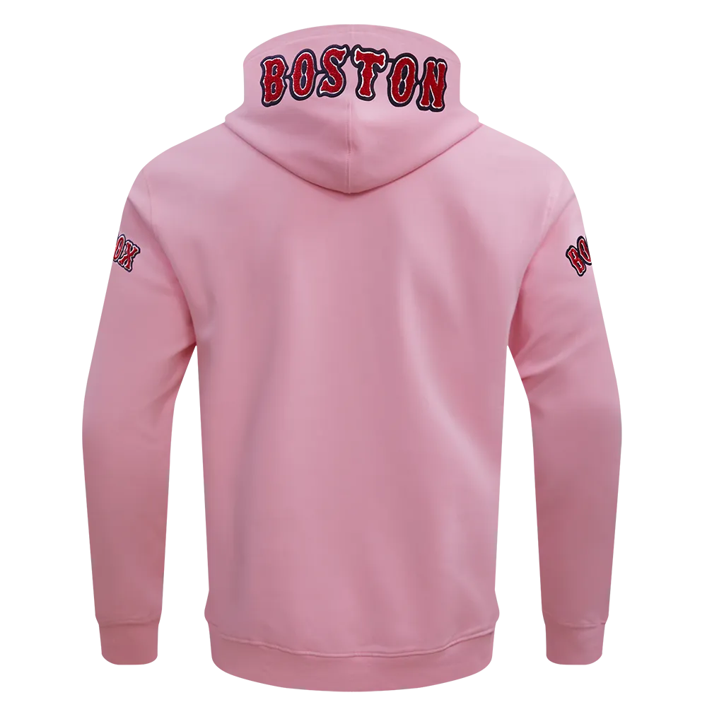 MLB BOSTON RED SOX CLASSIC CHENILLE MEN'S FZ PO HOODIE (PINK)