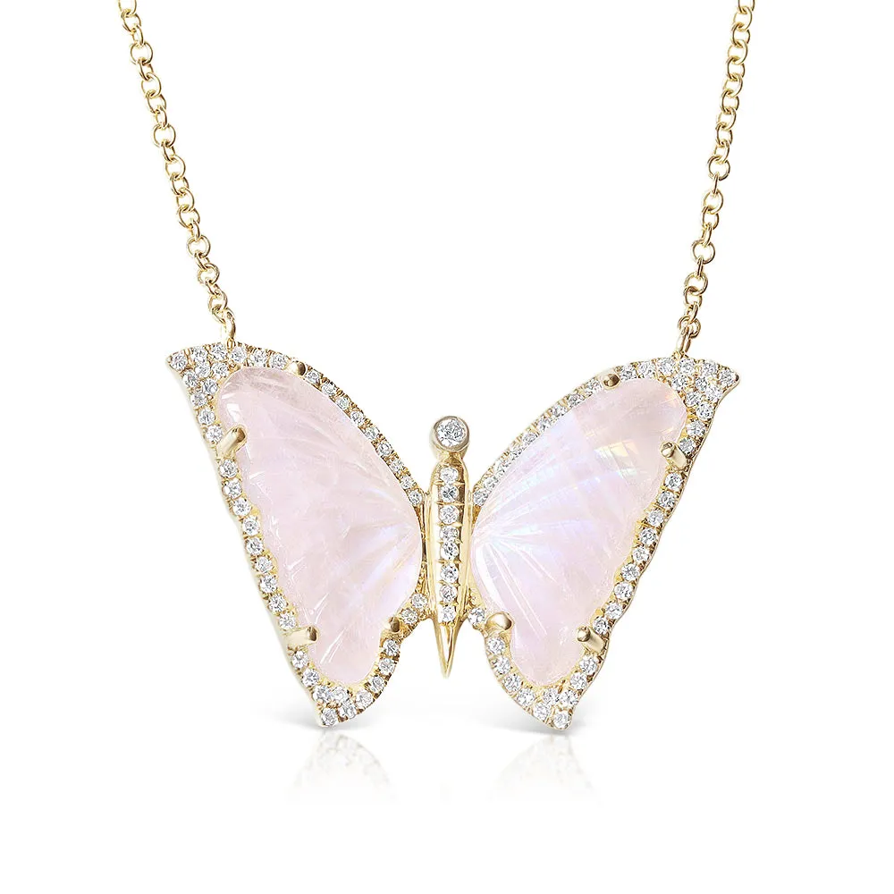 MOONSTONE AND DIAMOND BUTTERFLY NECKLACE