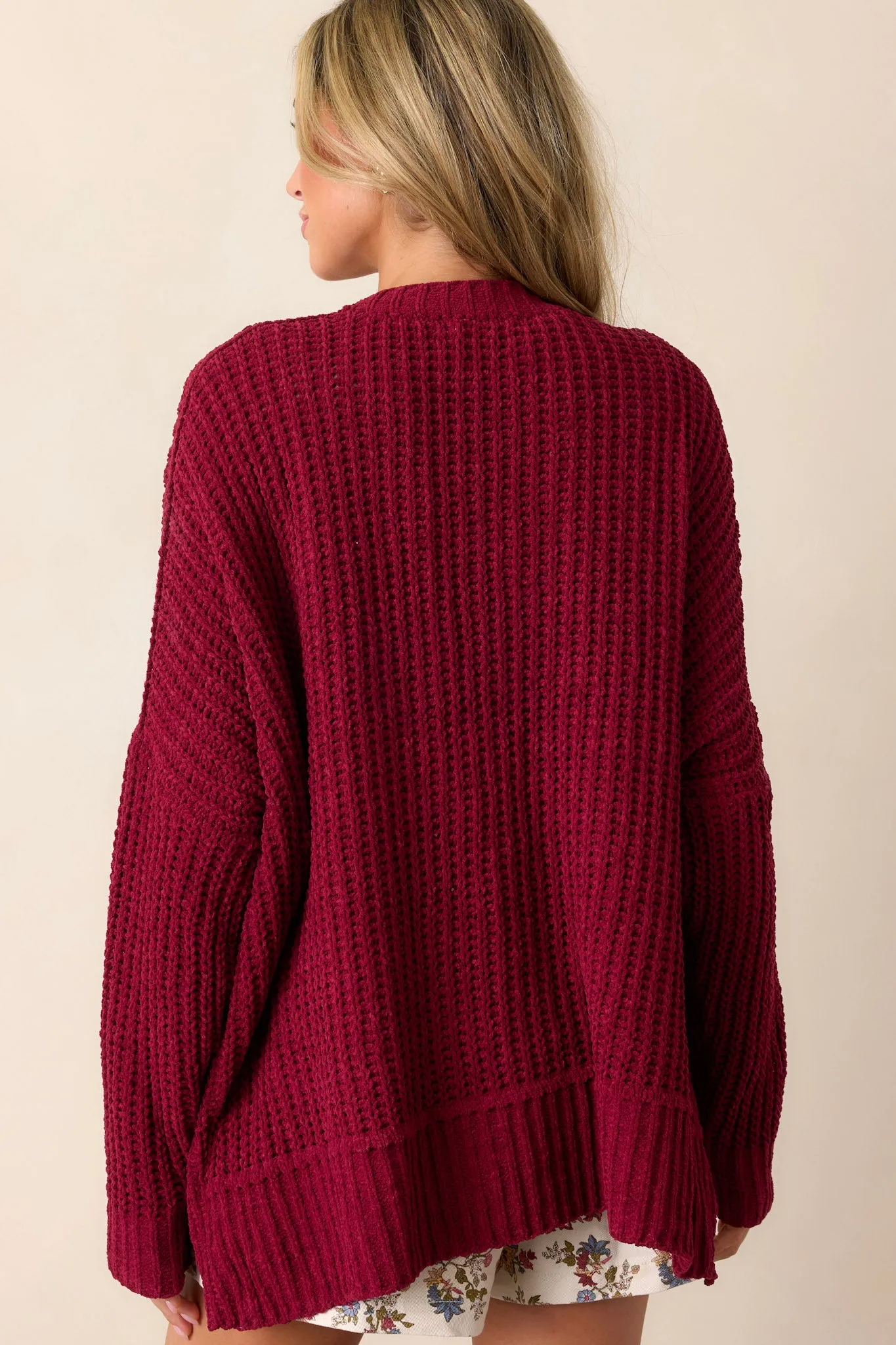 Moving On Up Wine Cardigan