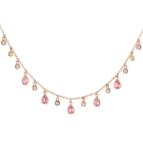 PINK SAPPHIRE AND DIAMOND TEARDROP NECKLACE