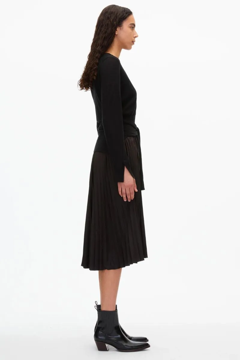 Pleated Dress with Tie Waist