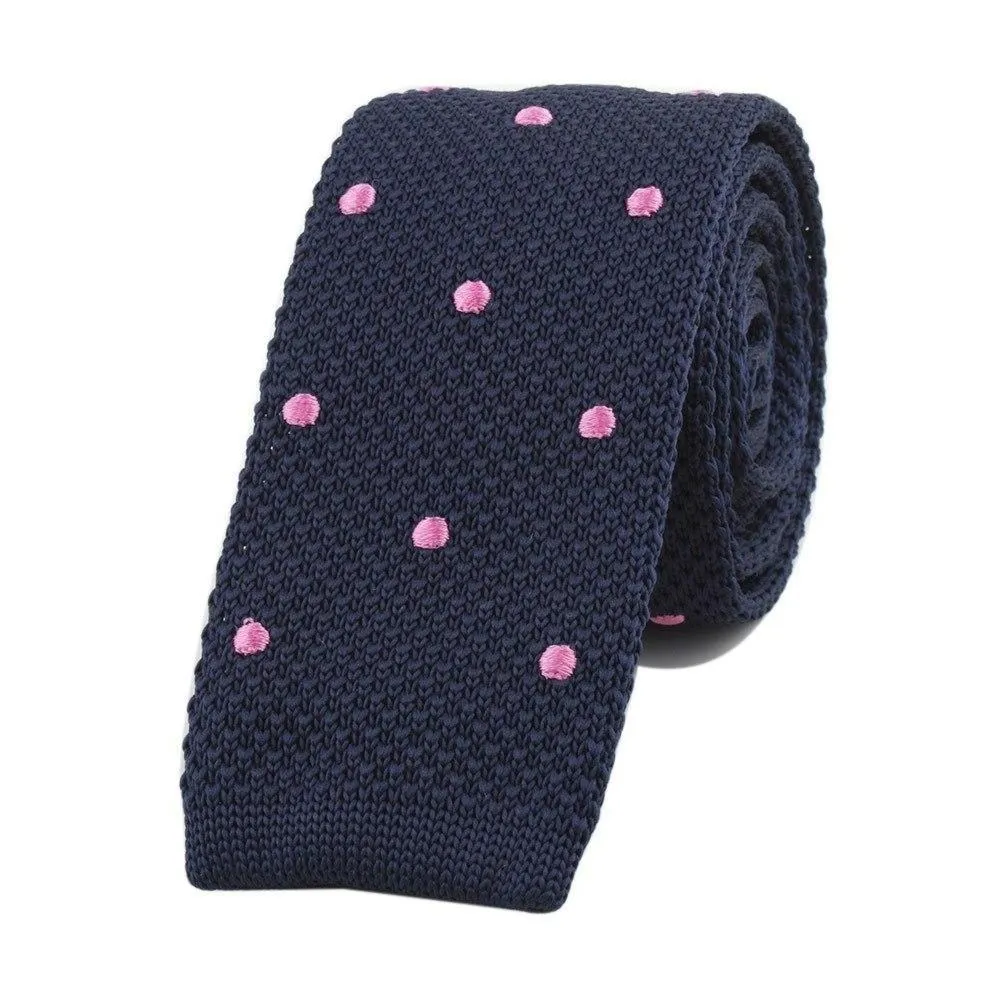 Polka Dot Flat End Knitted Tie