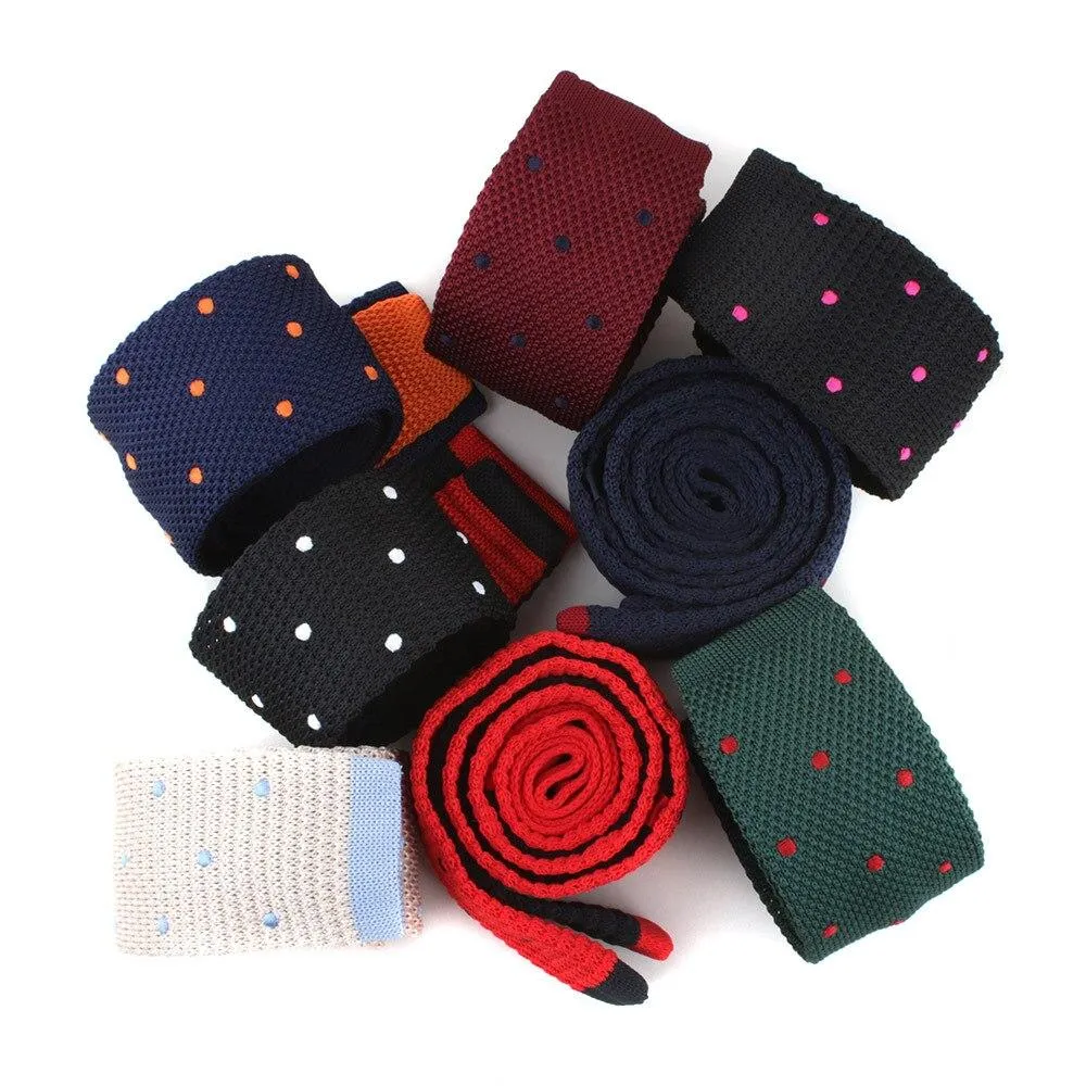 Polka Dot Flat End Knitted Tie