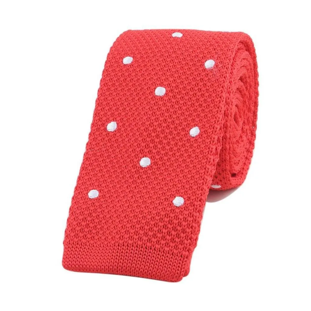 Polka Dot Flat End Knitted Tie