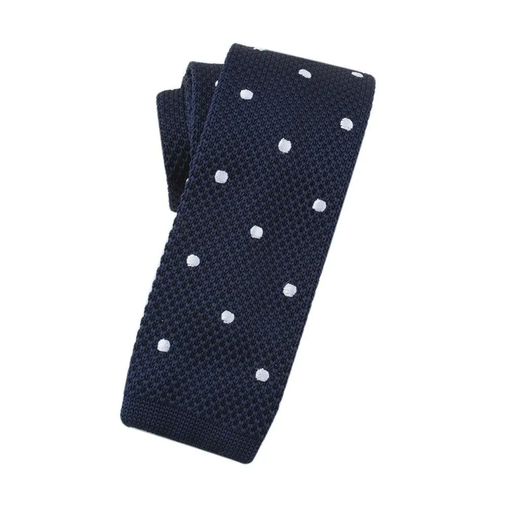 Polka Dot Flat End Knitted Tie