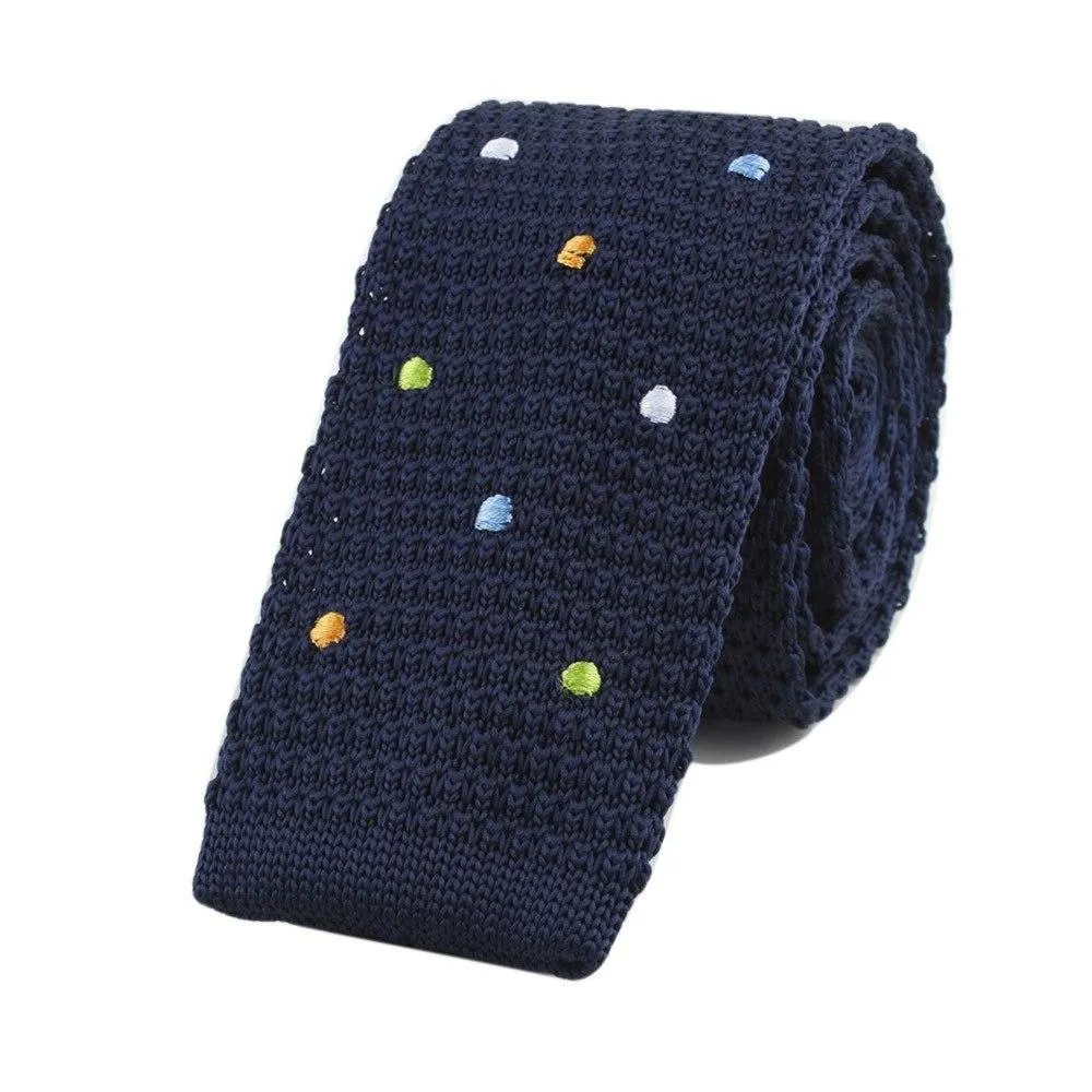 Polka Dot Flat End Knitted Tie