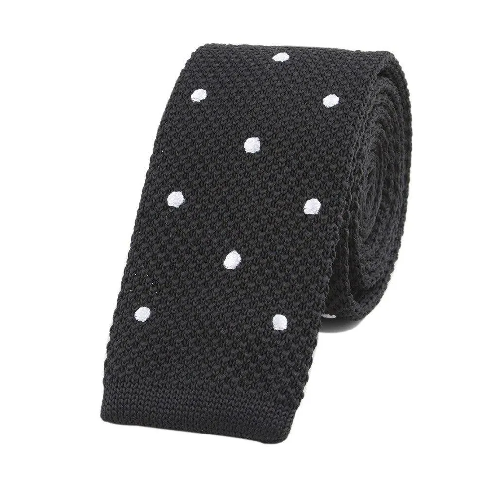 Polka Dot Flat End Knitted Tie