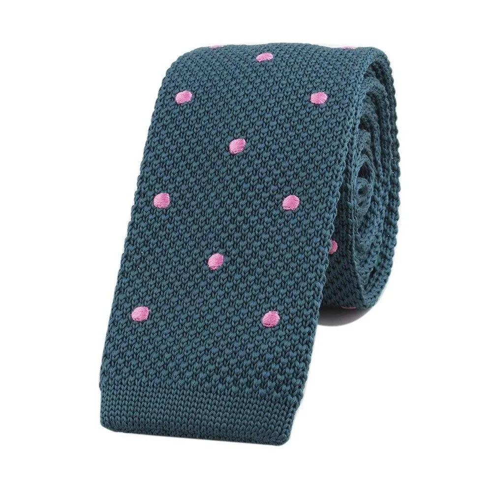 Polka Dot Flat End Knitted Tie