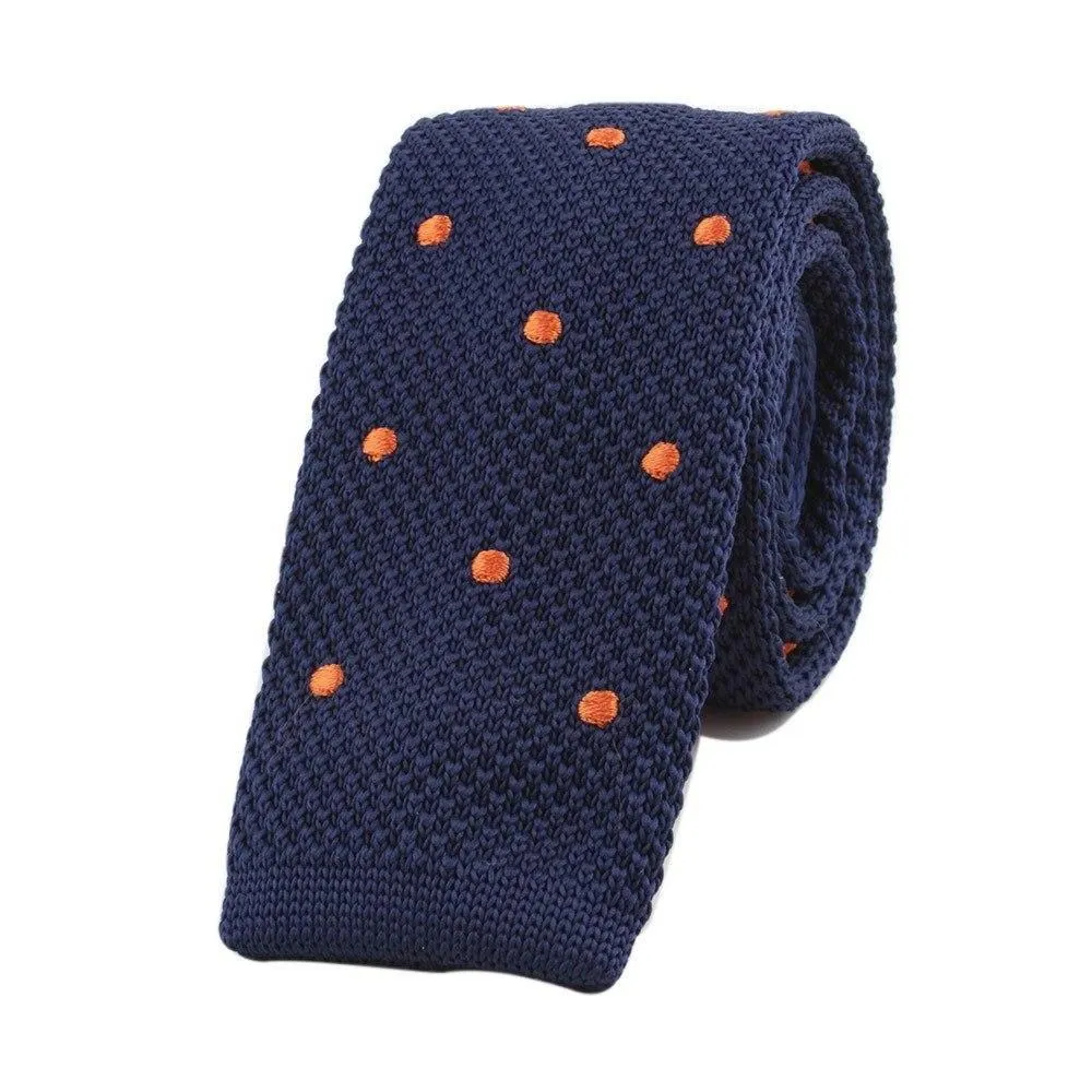 Polka Dot Flat End Knitted Tie