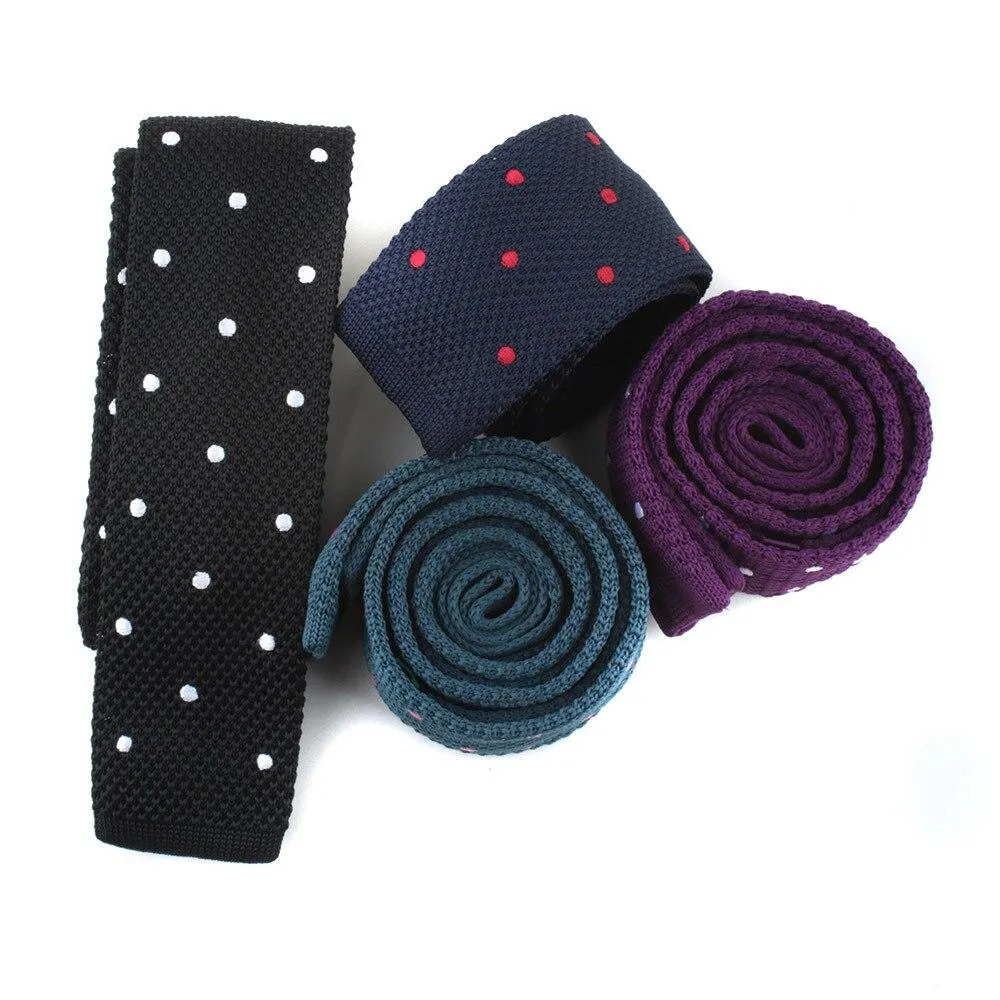 Polka Dot Flat End Knitted Tie