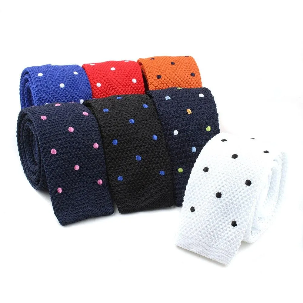 Polka Dot Flat End Knitted Tie