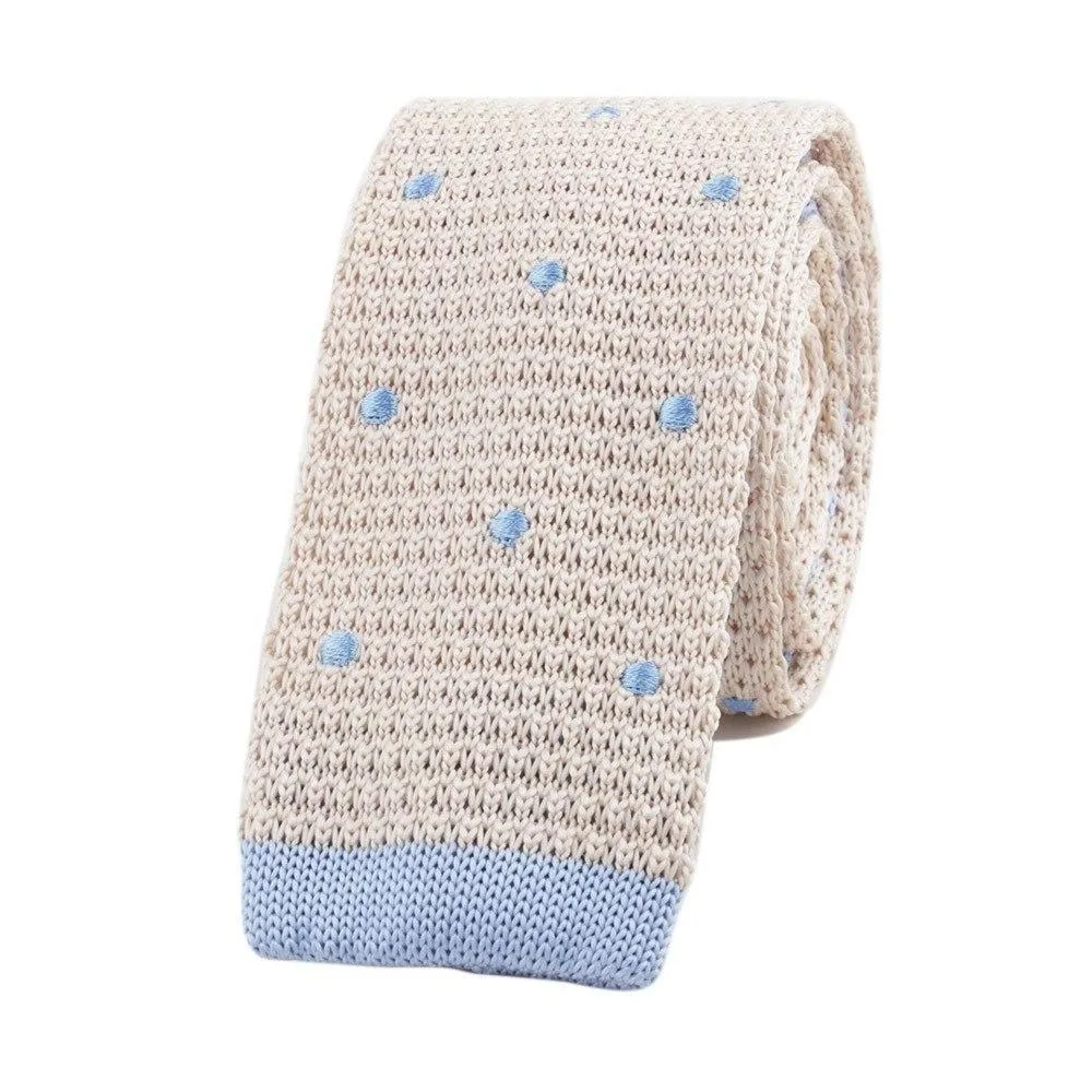 Polka Dot Flat End Knitted Tie