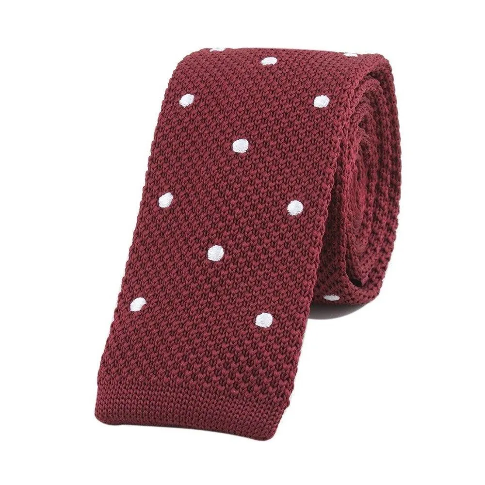 Polka Dot Flat End Knitted Tie