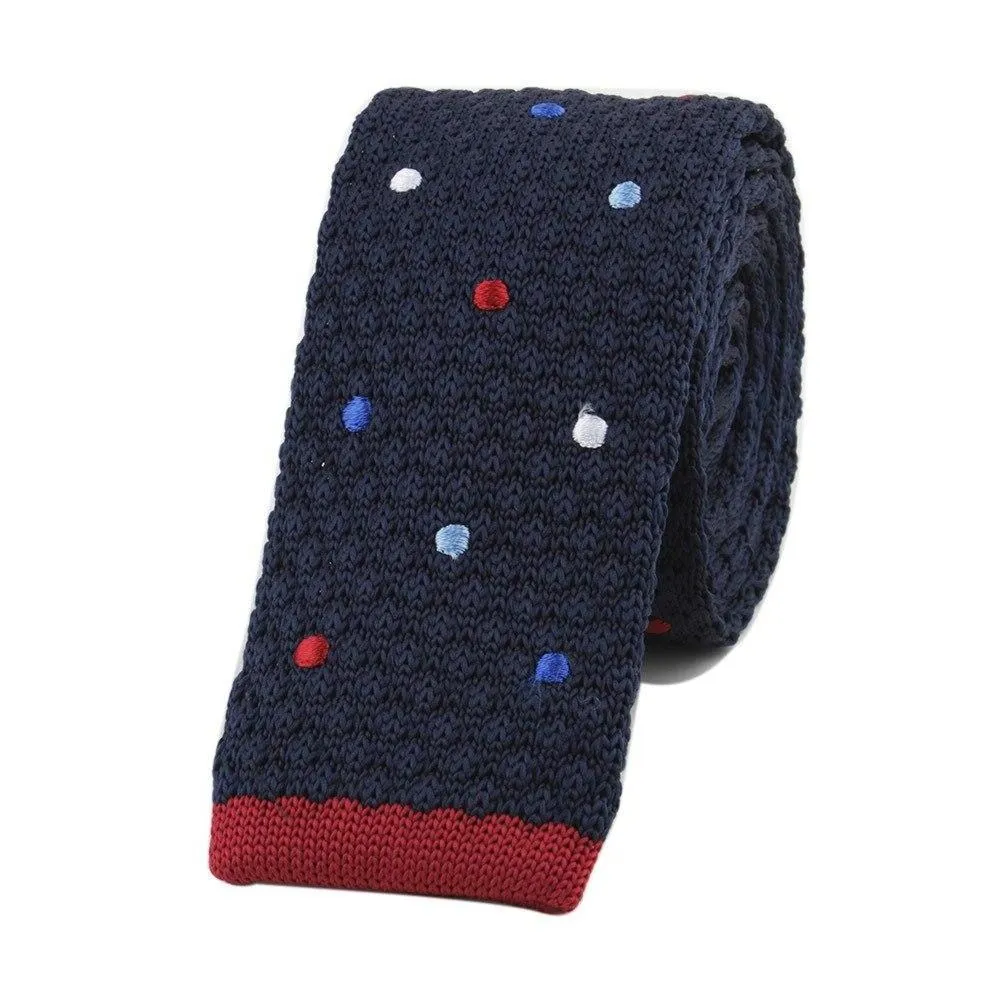 Polka Dot Flat End Knitted Tie