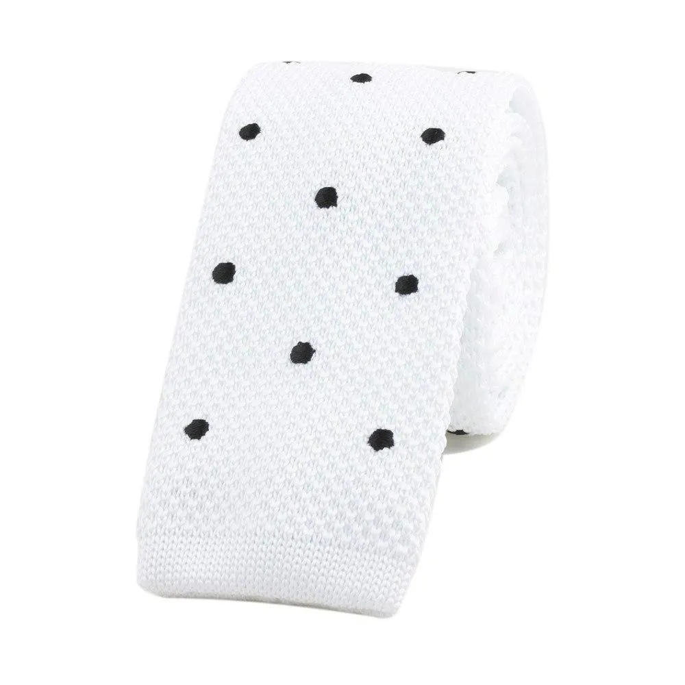 Polka Dot Flat End Knitted Tie