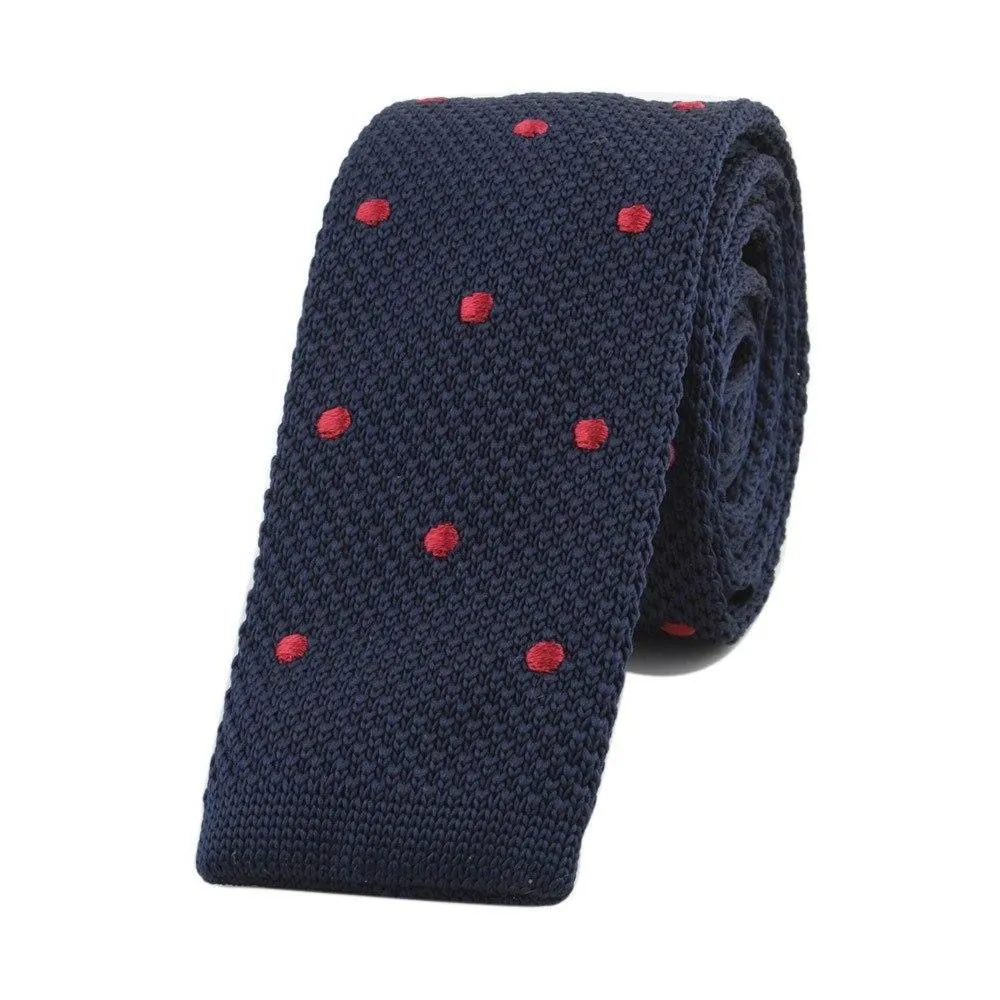 Polka Dot Flat End Knitted Tie