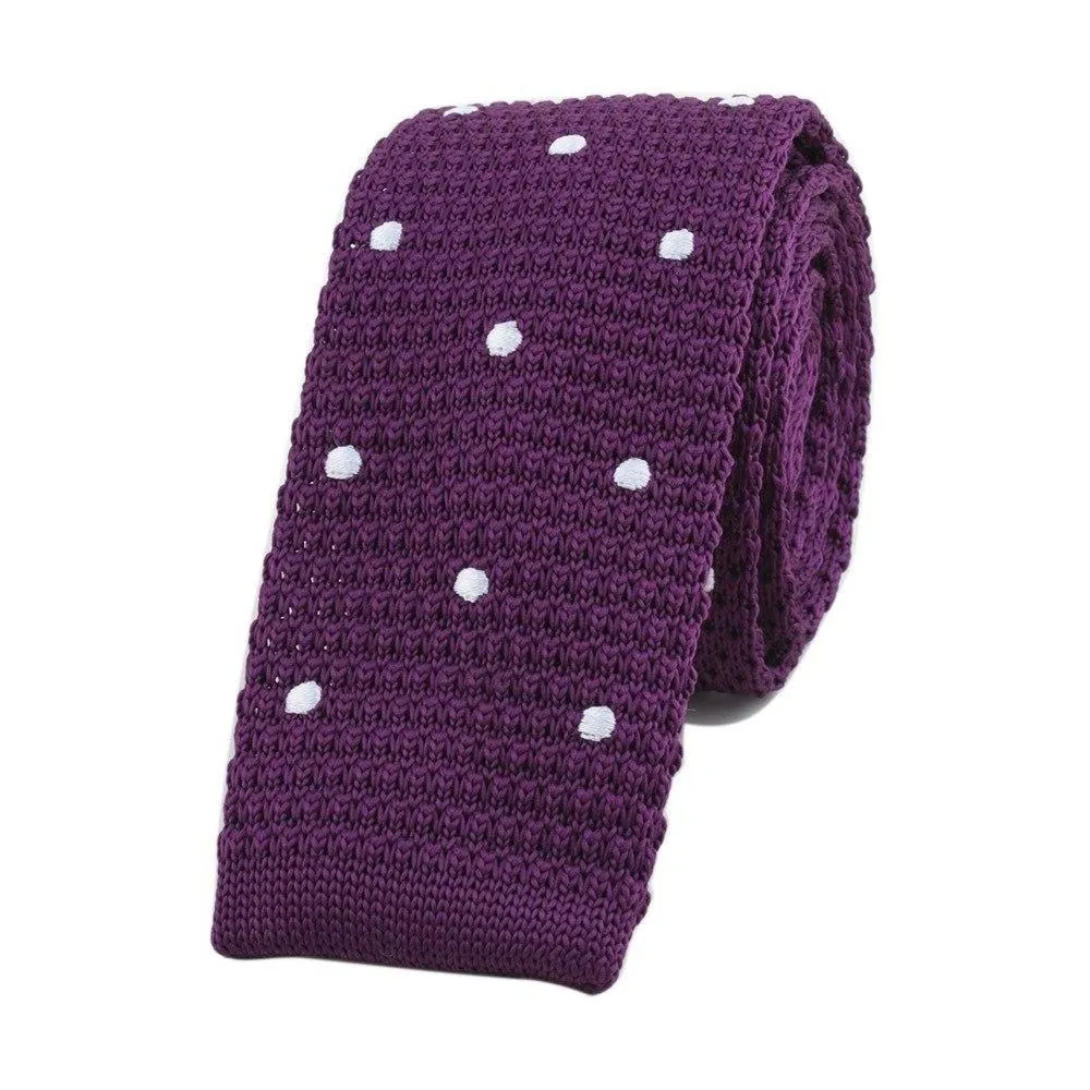 Polka Dot Flat End Knitted Tie