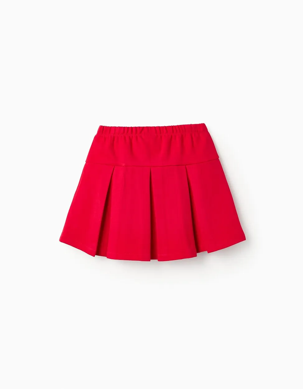 Ponte Roma Pleated Skirt for Girls, Red