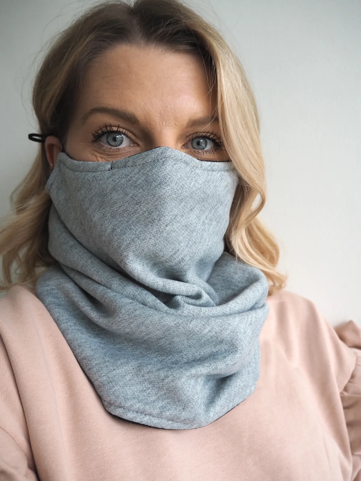 Reversible Grey & Pink Snood - Adjustable Double Layer Filter Pocket