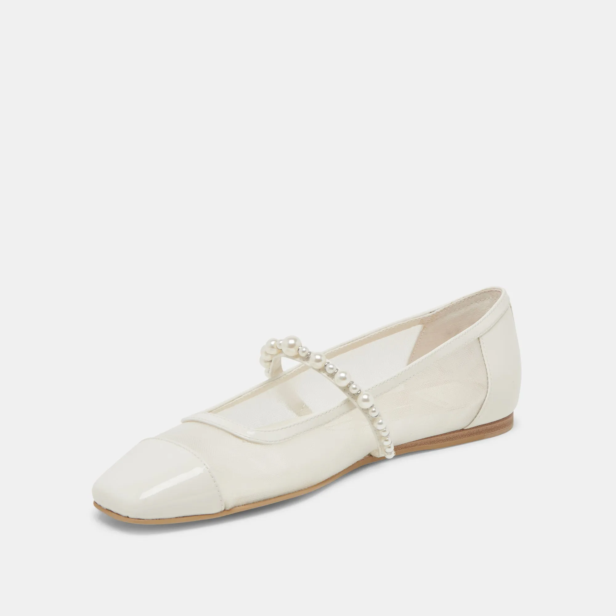 ROLLIN PEARL BALLET FLATS WHITE MESH