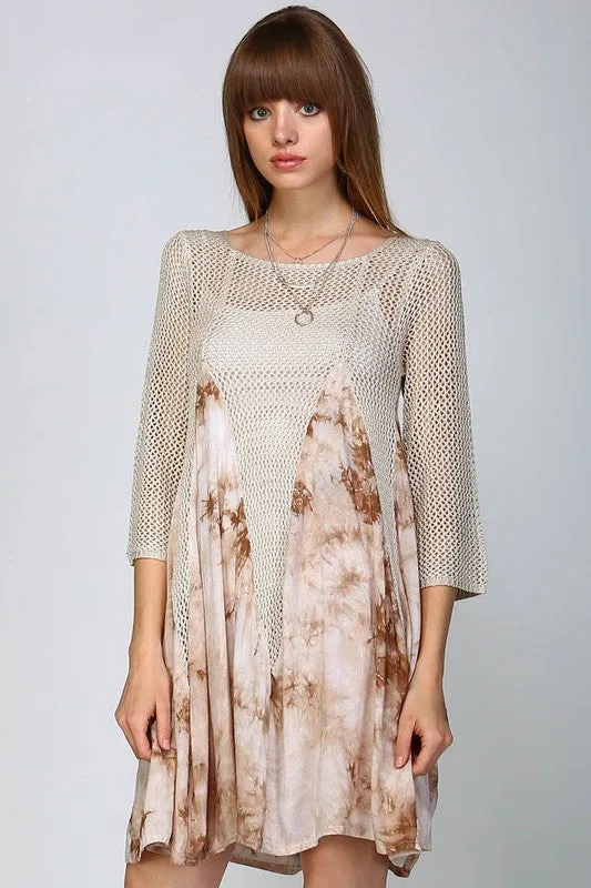 Tie-Dye Knitted Boho Dress